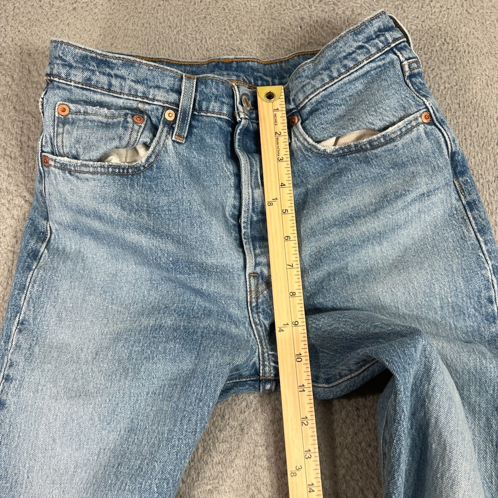 Levis 501 S Premium Jeans Womens 28x28 Blue Denim Button Fly Skinny Distressed - Picture 6 of 15
